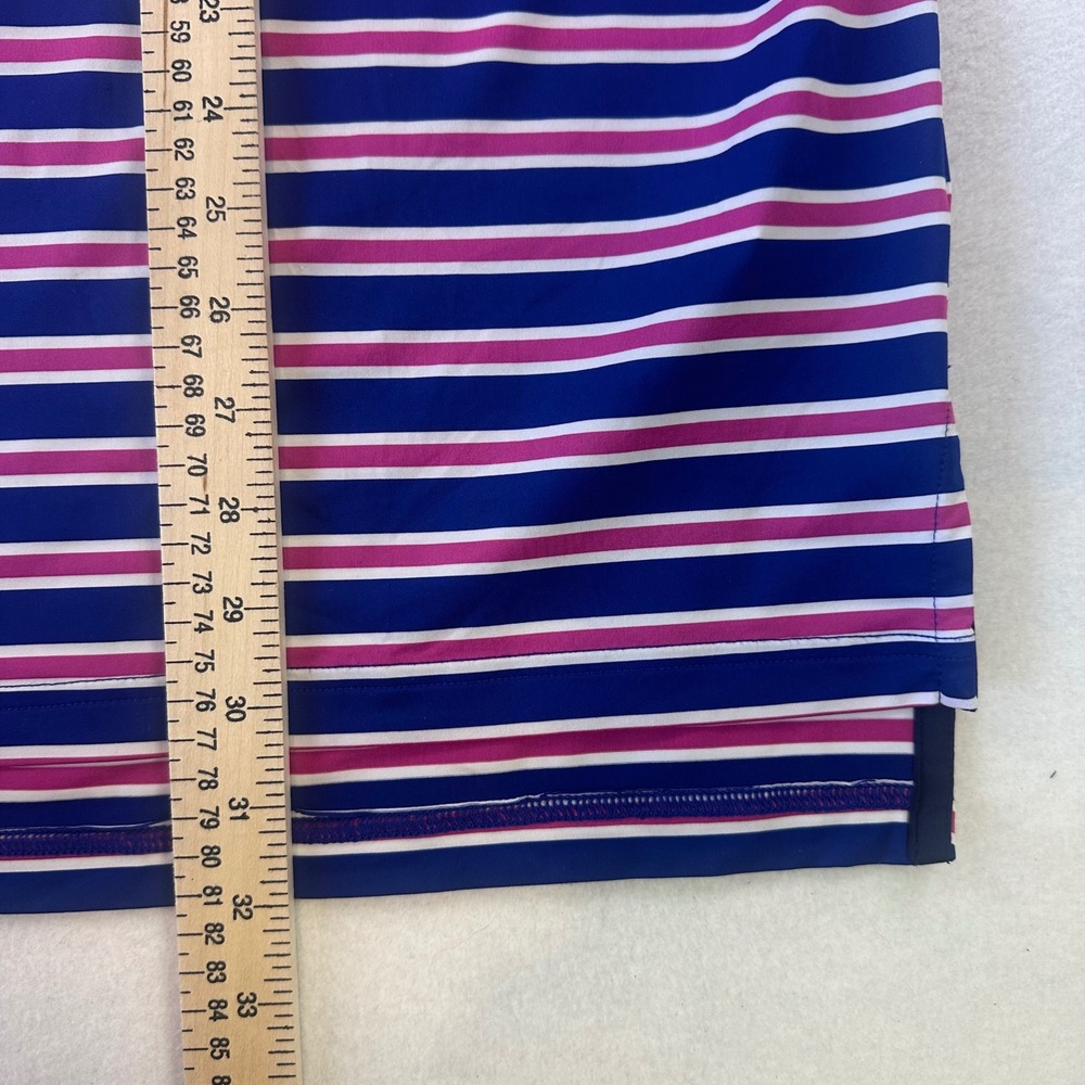 RLX Ralph Lauren Mens Large Blue Pink Striped Golf Polo Shirt embroidered M - Picture 6 of 9